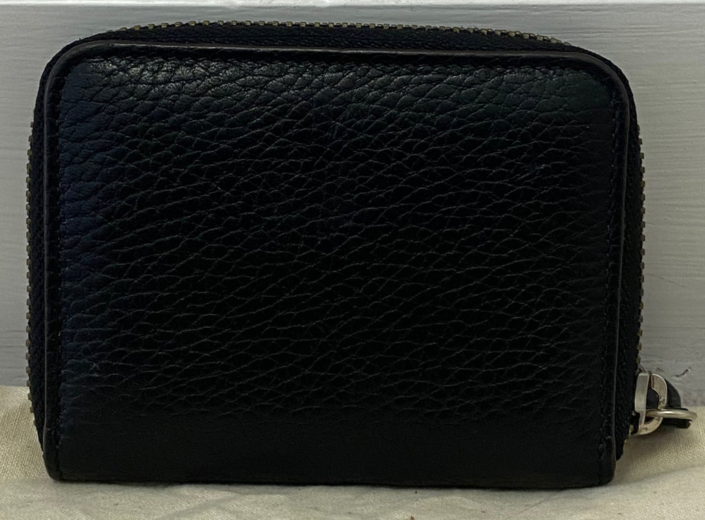 GLORIA ORTIZ Black Pebbled Leather Zip Fastened Coin & Card Slot Purse Wallet