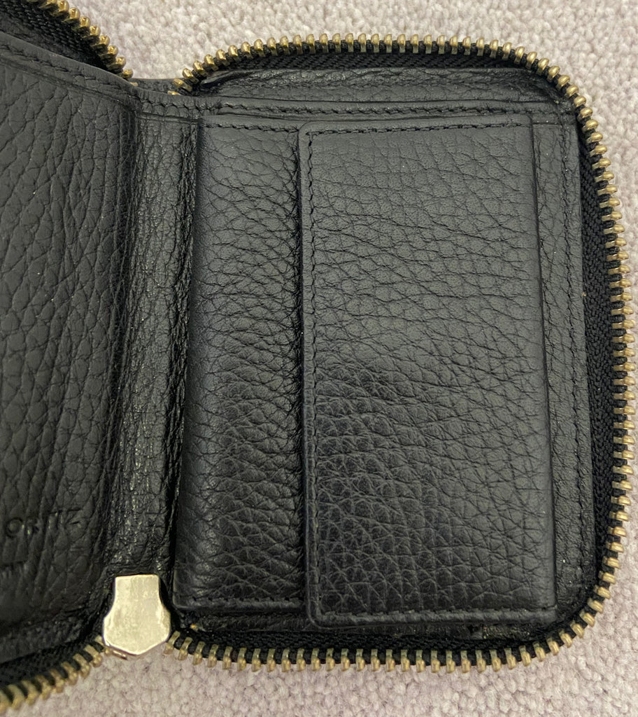 GLORIA ORTIZ Black Pebbled Leather Zip Fastened Coin & Card Slot Purse Wallet