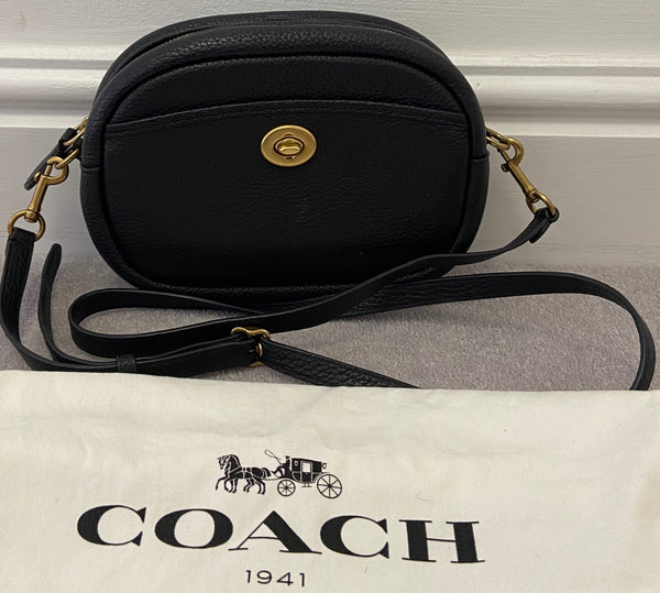 COACH Black Oval Pebbled Leather Zip Fastened Shoulder Bag