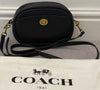 COACH Black Oval Pebbled Leather Zip Fastened Shoulder Bag / Clutch w Dust Bag