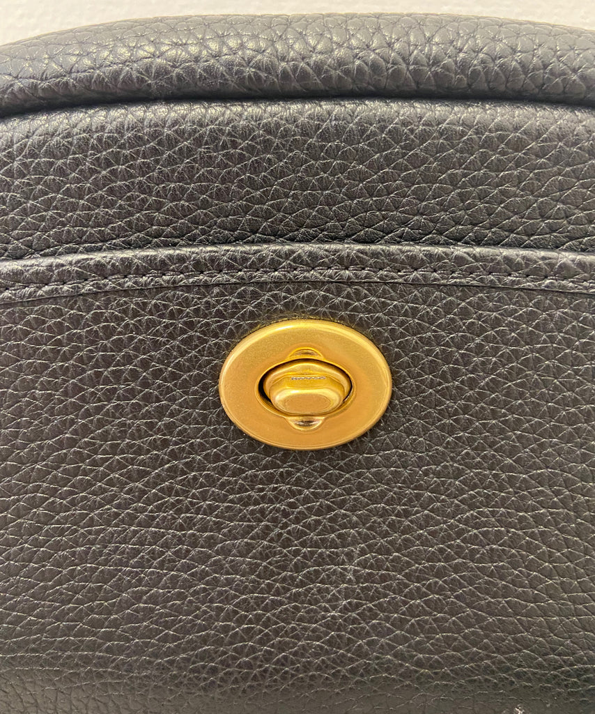 COACH Black Oval Pebbled Leather Zip Fastened Shoulder Bag / Clutch w Dust Bag