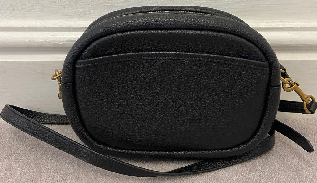 COACH Black Oval Pebbled Leather Zip Fastened Shoulder Bag / Clutch w Dust Bag