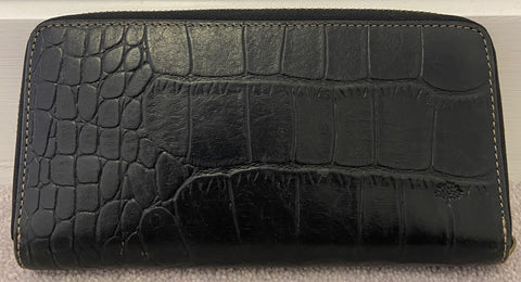 MARC JACOBS Black Fabric & Leather Gunmetal Crystal Embellished Large Purse