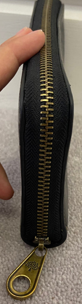 MULBERRY Black Leather Crocodile Print Zip Around Fastened Large Purse Wallet