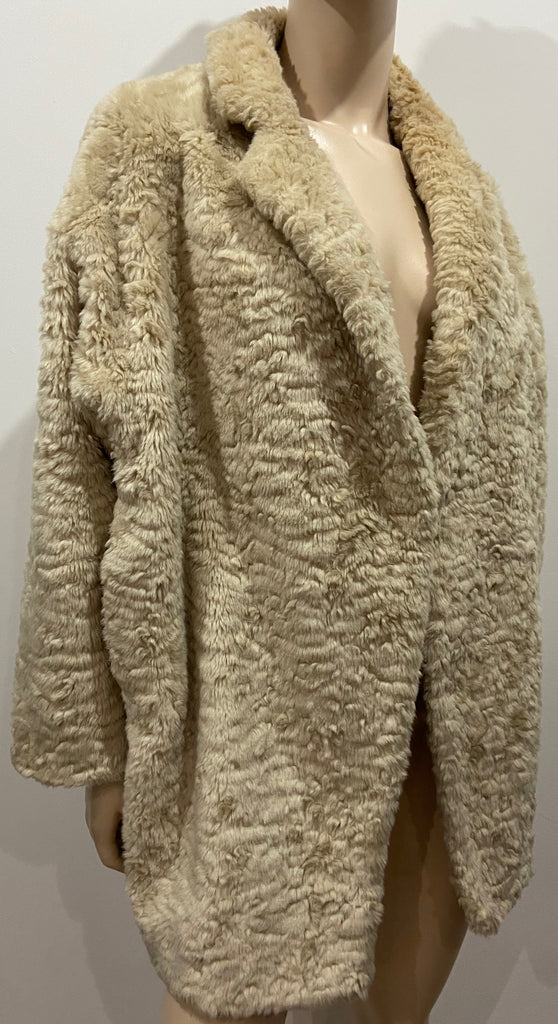 MAISON SCOTCH Cream Luxury Soft Faux Fur Single Breasted Lined Jacket Coat P