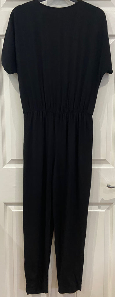 AMERICAN VINTAGE Black V Neck Short Length Sleeve Elasticated Waist Jumpsuit S