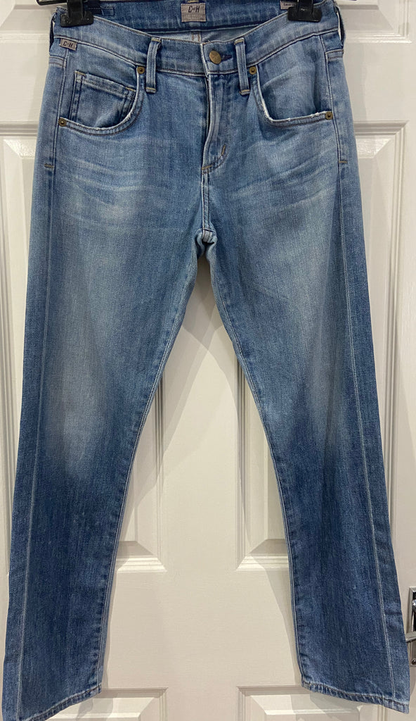 SEVEN FOR ALL MANKIND Blue Cotton Denim EMERSON Slim Boyfriend Jeans Pants Sz:24