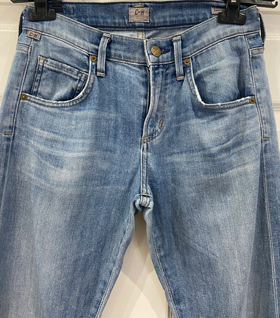 SEVEN FOR ALL MANKIND Blue Cotton Denim EMERSON Slim Boyfriend Jeans Pants Sz:24