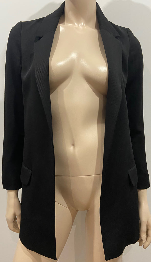 ALL SAINTS Black 2 PC Tailored Open Front Blazer Jacket & Capri Trouser Suit