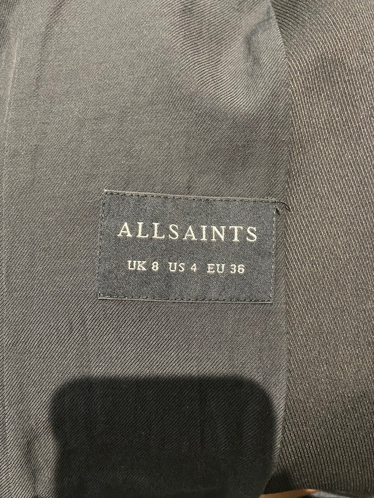 ALL SAINTS Black 2 PC Tailored Open Front Blazer Jacket & Capri Trouser Suit