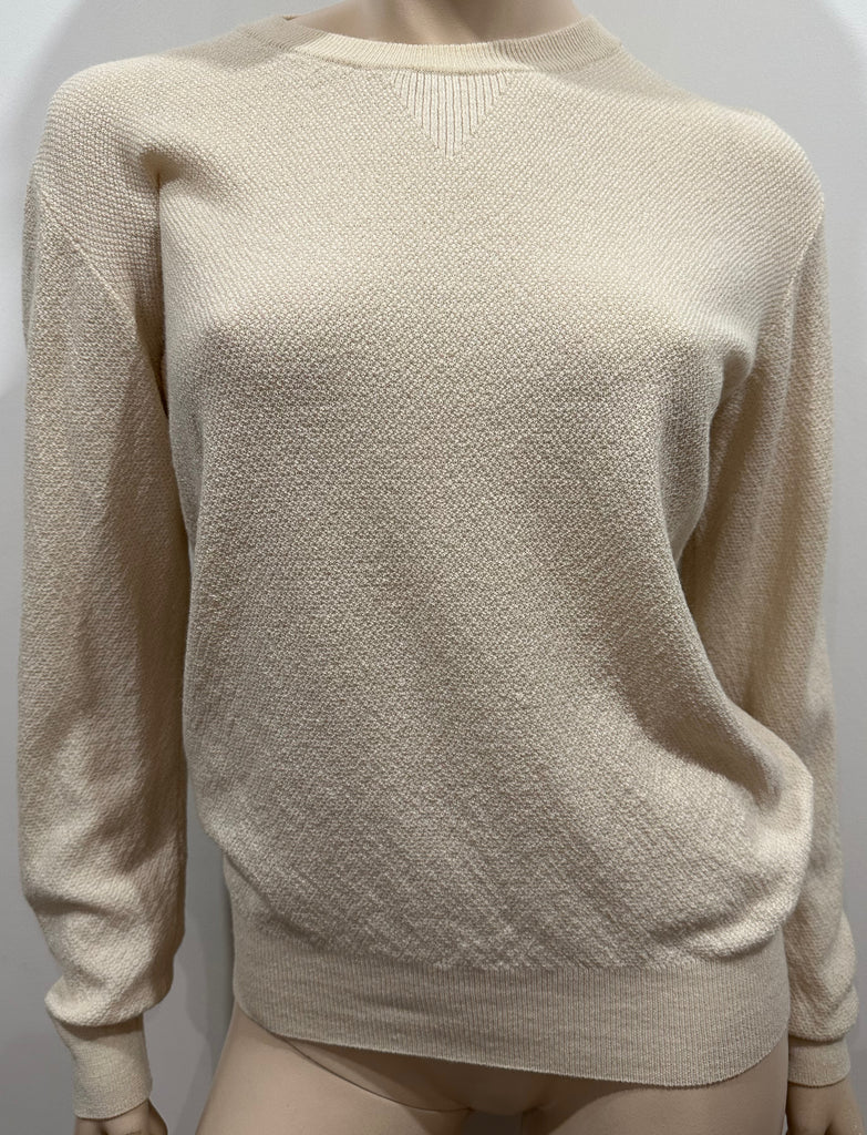 APC RUE MADAME PARIS Cream 100% Extra Fine Wool Knitwear Jumper Sweater Top S