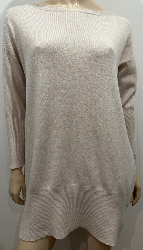 FABIANA FILIPPI Cream Wool Cashmere Blend Scoop Neck Long Jumper Sweater Top M