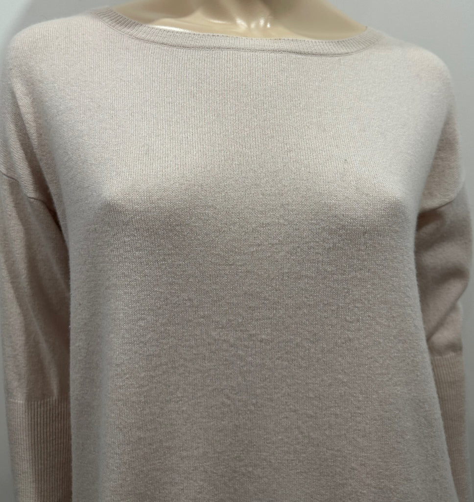 FABIANA FILIPPI Cream Wool Cashmere Blend Scoop Neck Long Jumper Sweater Top M