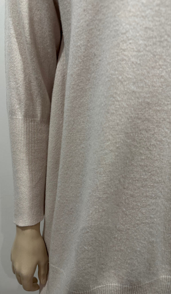 FABIANA FILIPPI Cream Wool Cashmere Blend Scoop Neck Long Jumper Sweater Top M