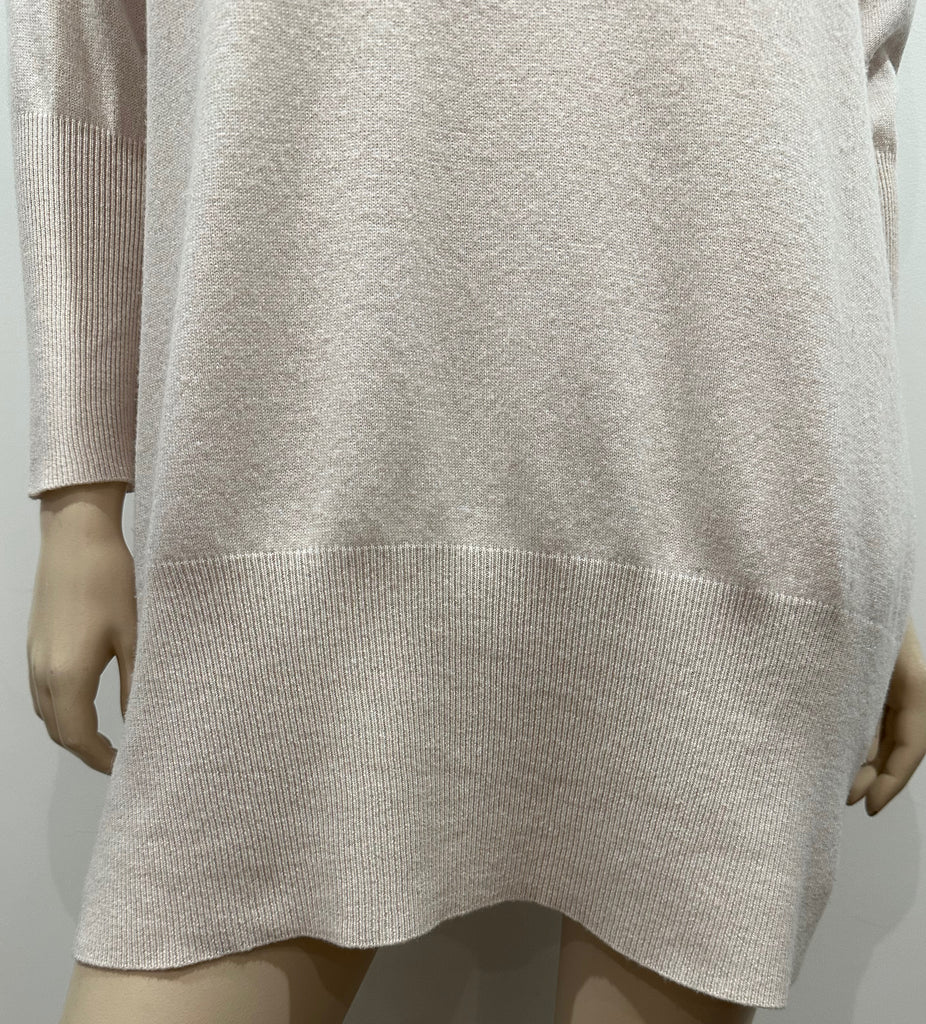 FABIANA FILIPPI Cream Wool Cashmere Blend Scoop Neck Long Jumper Sweater Top M