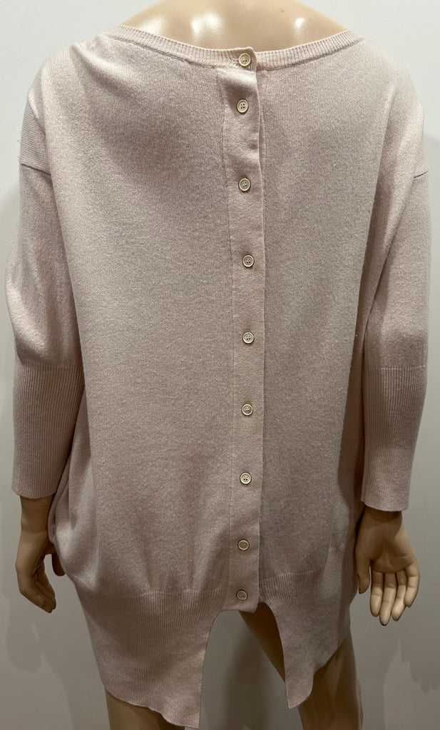 FABIANA FILIPPI Cream Wool Cashmere Blend Scoop Neck Long Jumper Sweater Top M