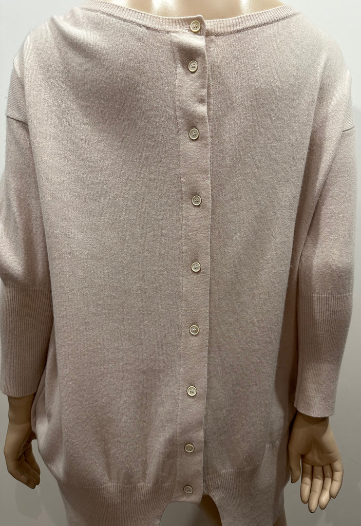 FABIANA FILIPPI Cream Wool Cashmere Blend Scoop Neck Long Jumper Sweater Top M