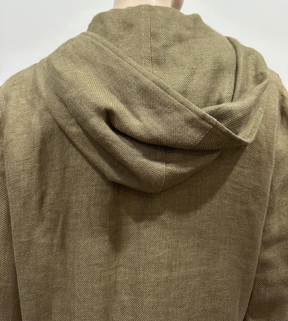 APC RUE MADAME PARIS Khaki Green 100% Linen Hooded Lined Jacket Coat M
