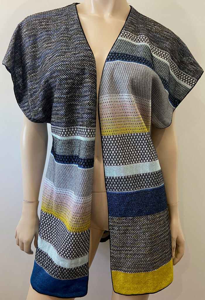 MISSONI Multicolour Open Front Short Sleeve Colour Block Patterned Cardigan 38