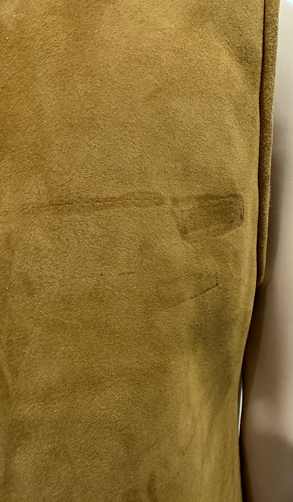 TALITHA Tan 100% Lamb Shearling Suede Aztec Trim Sleeveless Gilet Jacket UK10