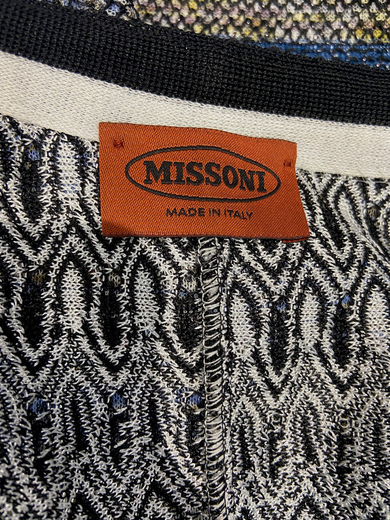 MISSONI Multicolour Open Front Short Sleeve Colour Block Patterned Cardigan 38