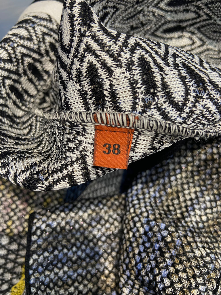 MISSONI Multicolour Open Front Short Sleeve Colour Block Patterned Cardigan 38