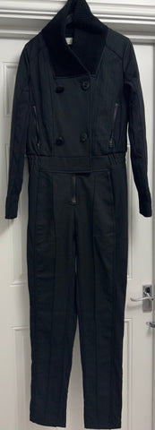 ALEXANDER MCQUEEN Black Wool & Silk V Neck Sleeveless Tuxedo Jumpsuit Sz:44 UK12