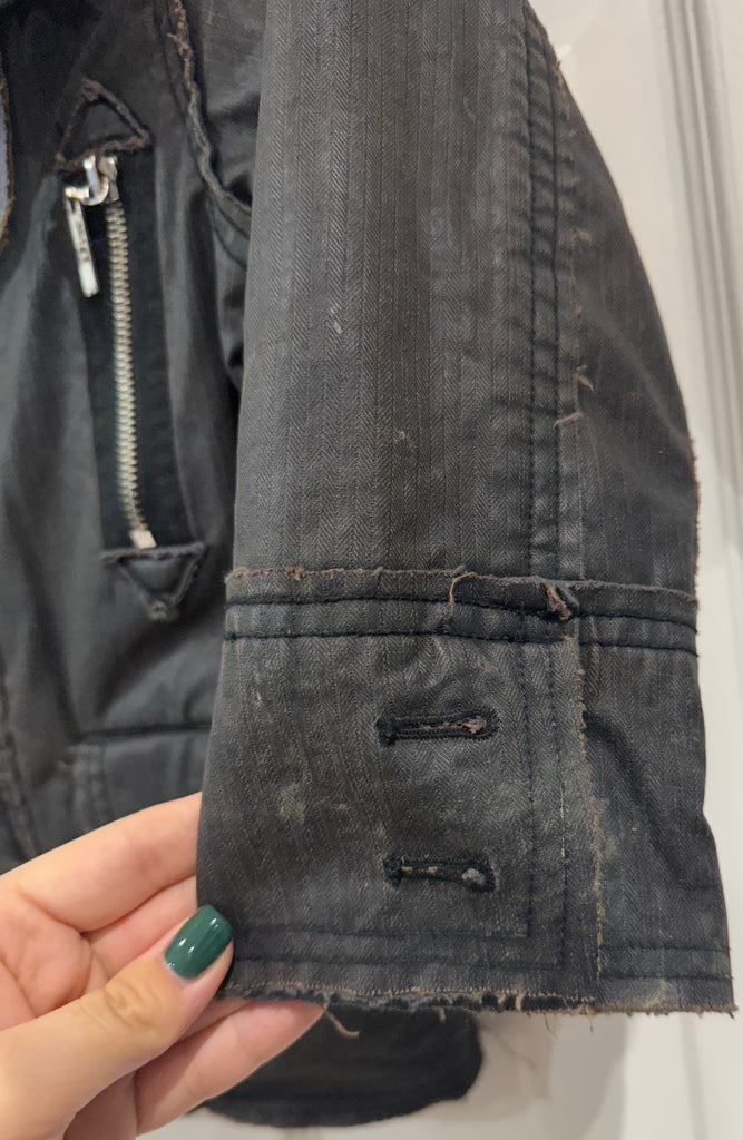 CHRISTIAN DIOR Kids Boy's Dark Brown Cotton Zipper Fleece Lined Biker Jacket 6Y