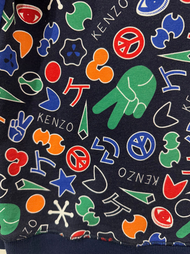 KENZO Kids Boy's Black Multi Colour Cotton Printed Branded Sweater Sweatshirt