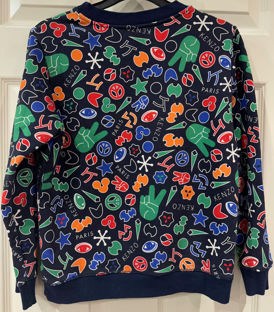 KENZO Kids Boy's Black Multi Colour Cotton Printed Branded Sweater Sweatshirt