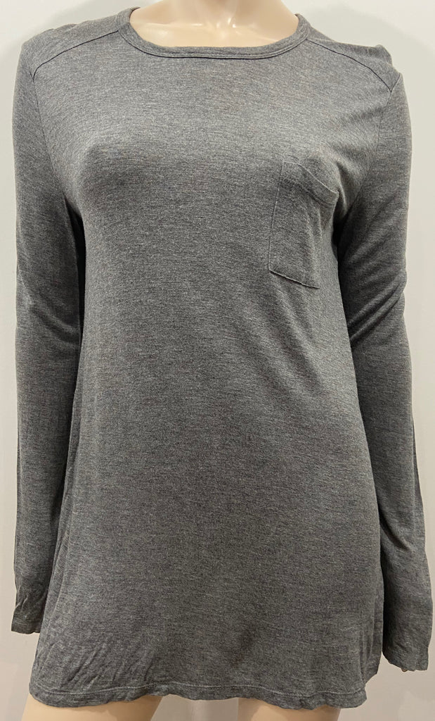 T ALEXANDER WANG Grey Round Neck Long Sleeve Jersey Wear T-Shirt Tee Top S