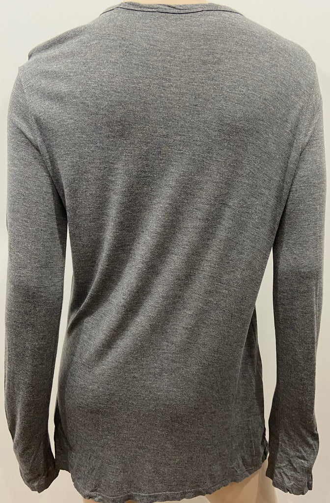 T ALEXANDER WANG Grey Round Neck Long Sleeve Jersey Wear T-Shirt Tee Top S