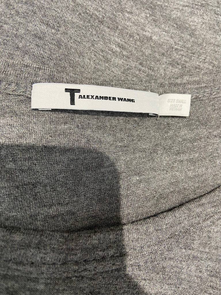 T ALEXANDER WANG Grey Round Neck Long Sleeve Jersey Wear T-Shirt Tee Top S