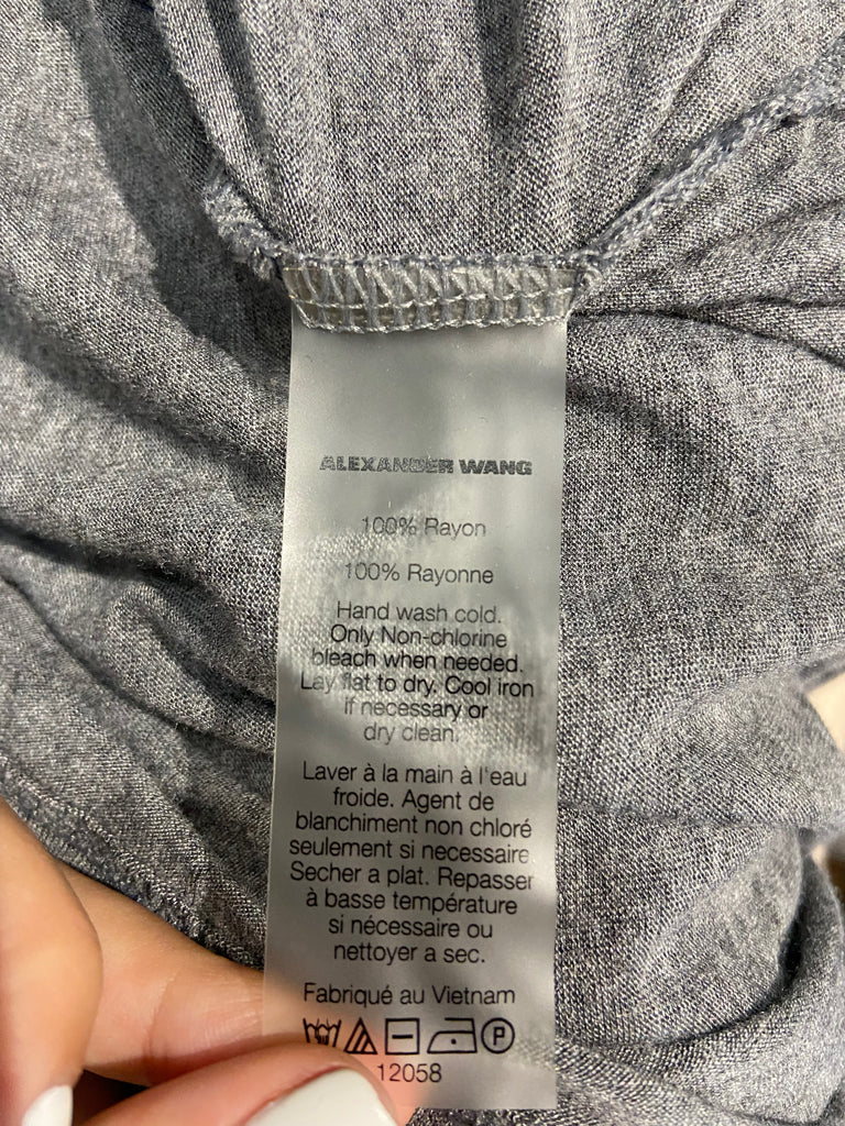 T ALEXANDER WANG Grey Round Neck Long Sleeve Jersey Wear T-Shirt Tee Top S