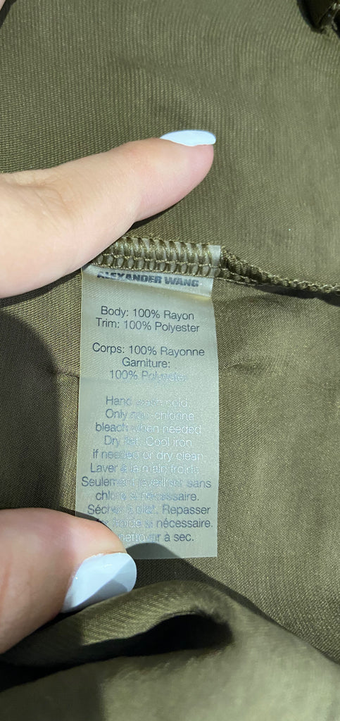 T ALEXANDER WANG Khaki Brown Round Neck Draped Rear Jersey T-Shirt Tee Top XS