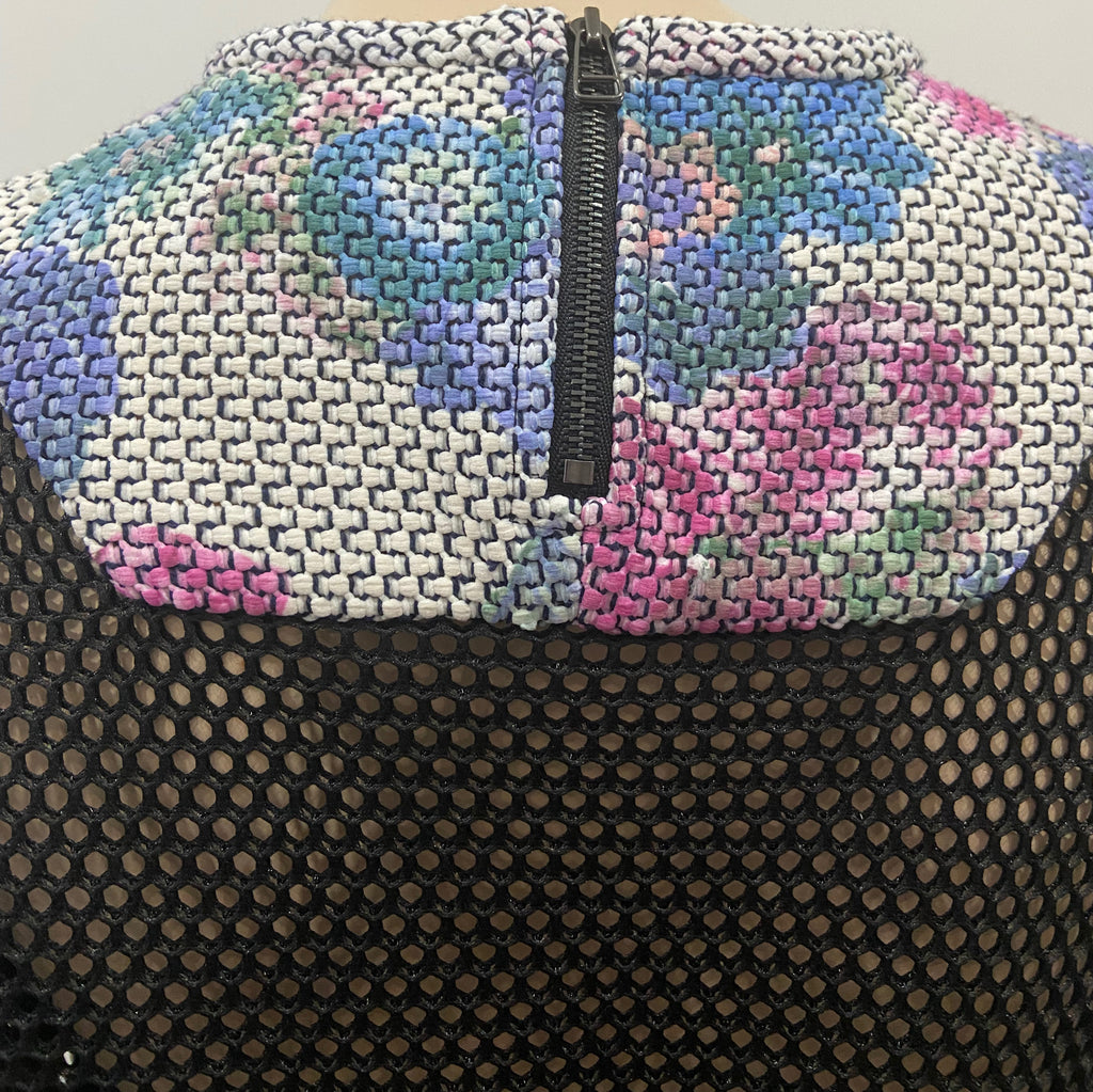 SEA NEW YORK Multi Colour Floral Print Short Sleeve Textured Fabric Top US2 UK8