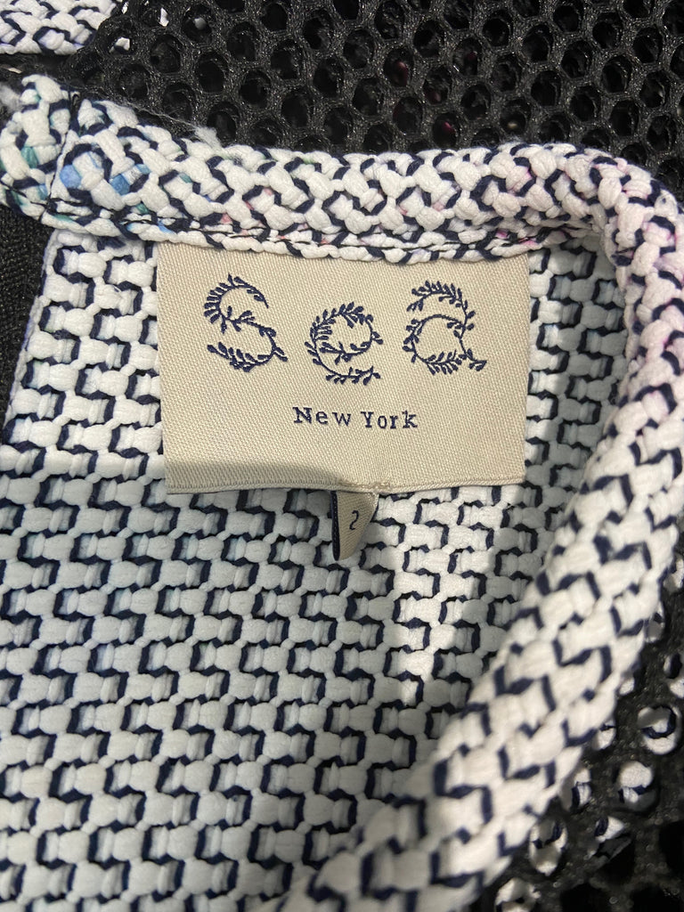 SEA NEW YORK Multi Colour Floral Print Short Sleeve Textured Fabric Top US2 UK8