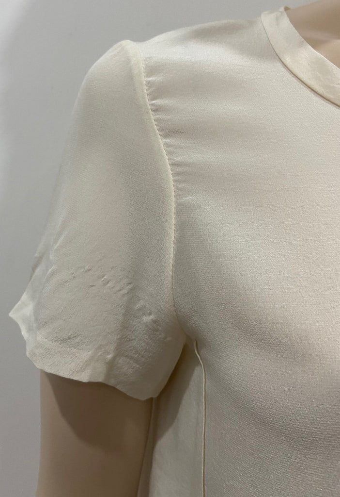 3.1 PHILLIP LIM Cream 100% Silk Semi Sheer Short Sleeve Shirt Blouse Top US0 UK4