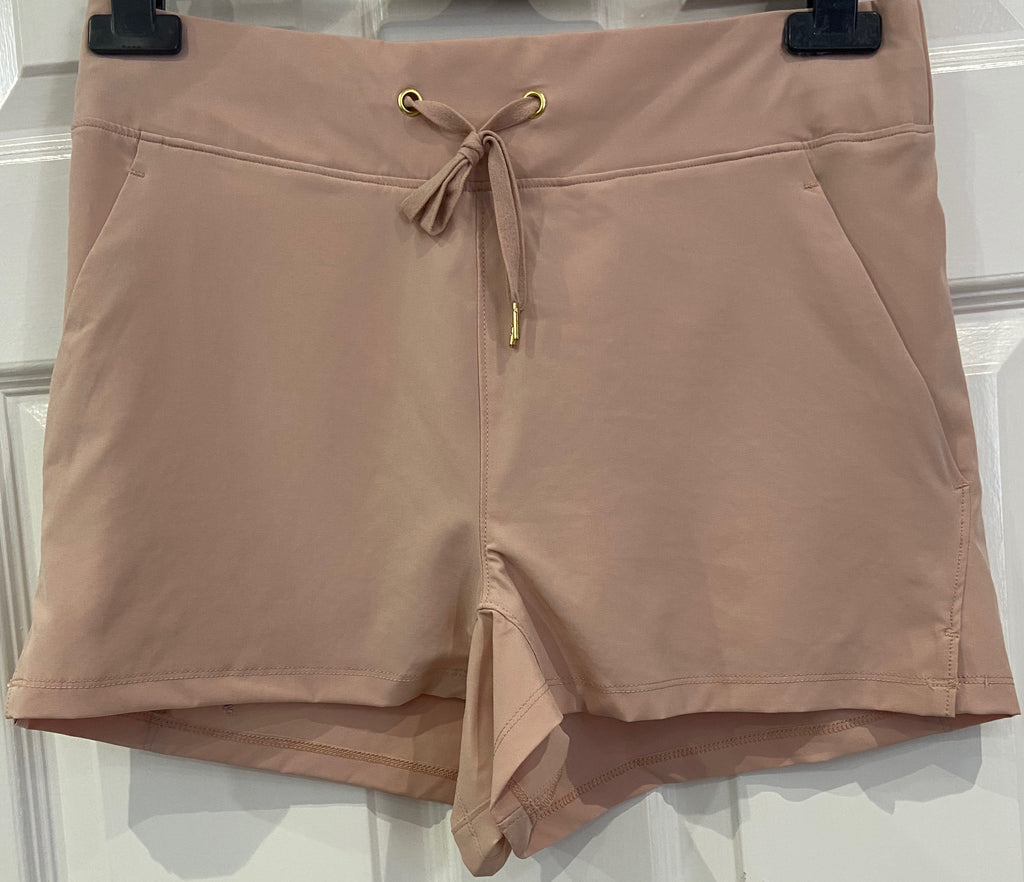 VARLEY Pale Pink CROFT Drawstring Waist Activewear Yoga Jersey Shorts S BNWT