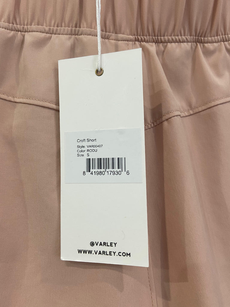 VARLEY Pale Pink CROFT Drawstring Waist Activewear Yoga Jersey Shorts S BNWT