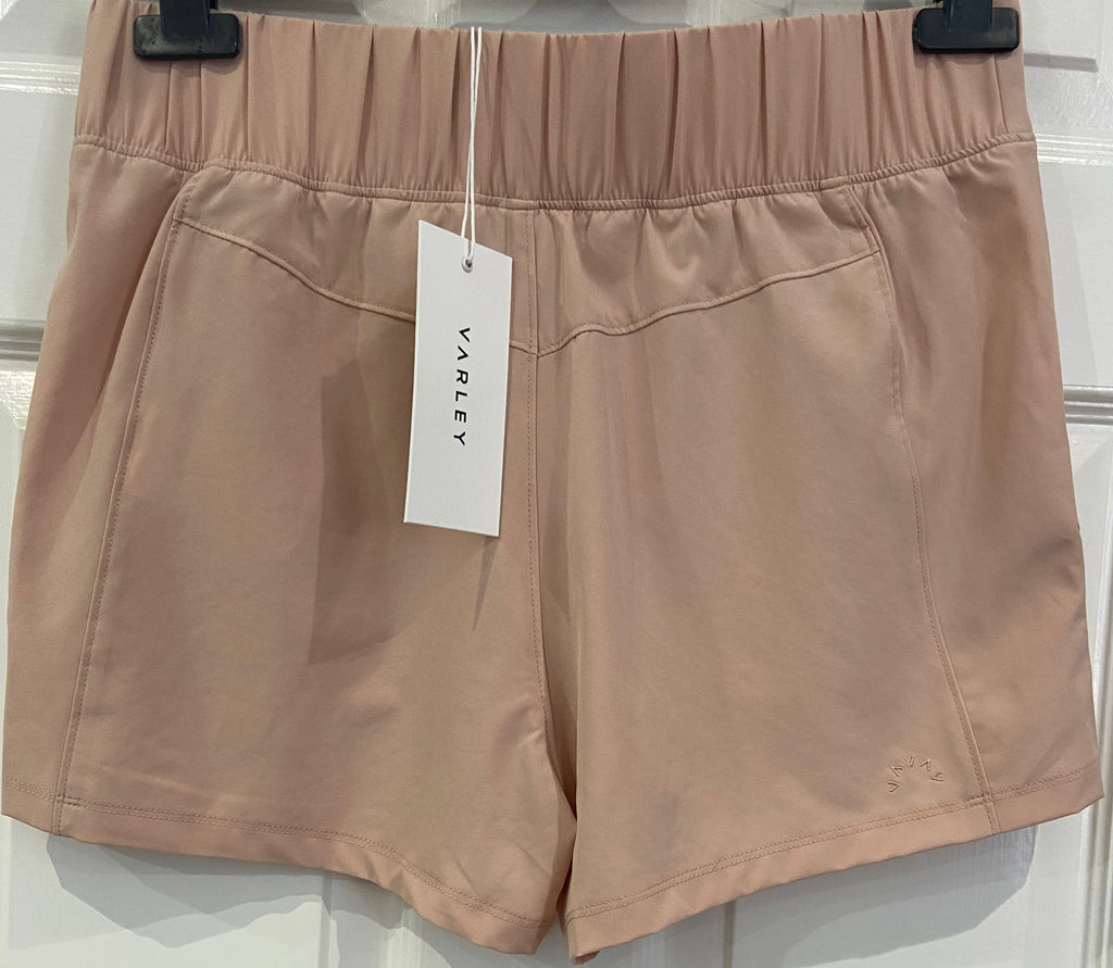 VARLEY Pale Pink CROFT Drawstring Waist Activewear Yoga Jersey Shorts S BNWT
