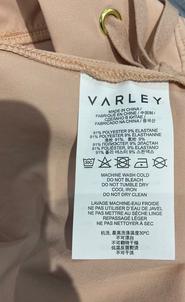VARLEY Pale Pink CROFT Drawstring Waist Activewear Yoga Jersey Shorts S BNWT