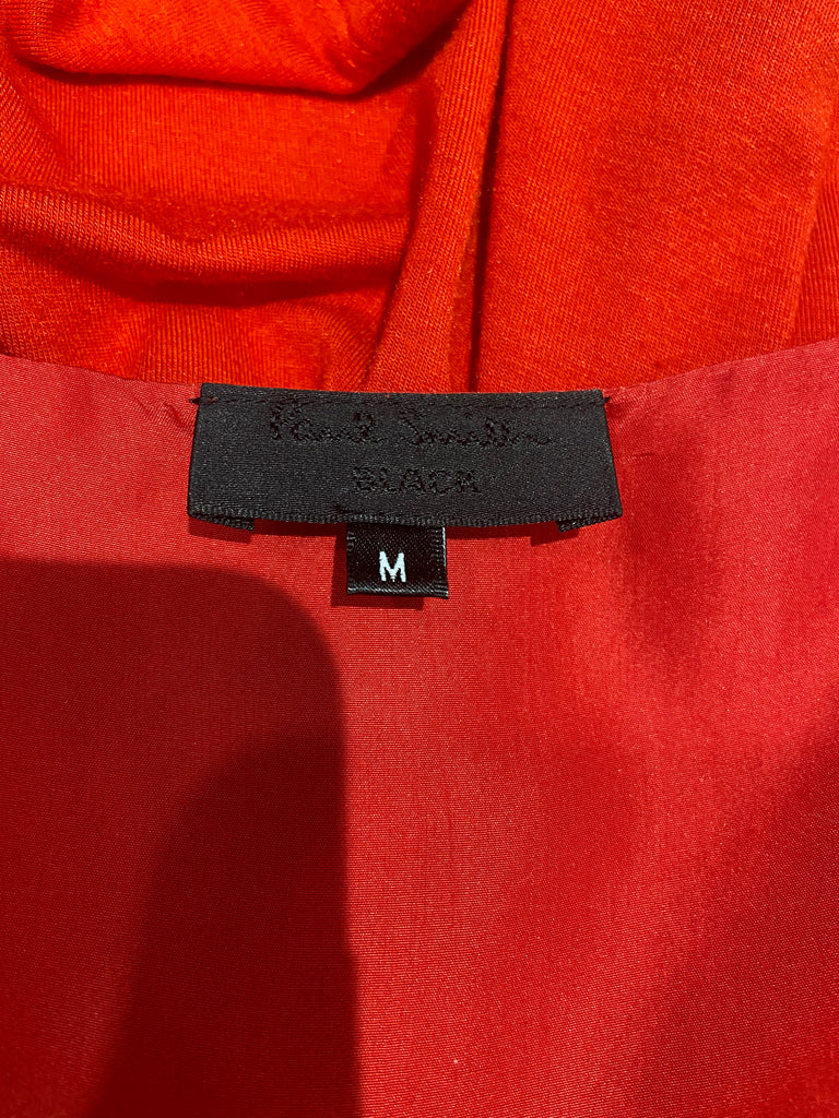 PAUL SMITH BLACK Label Red Modal & Silk Round Neckline Draped Sleeveless Top M
