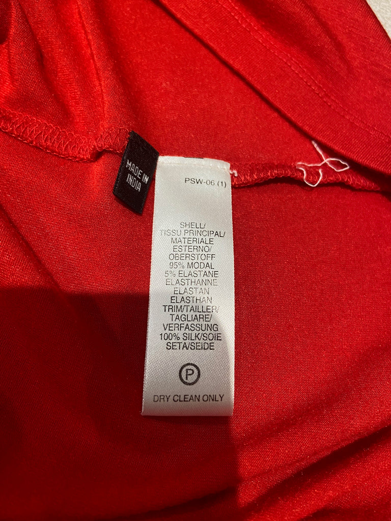 PAUL SMITH BLACK Label Red Modal & Silk Round Neckline Draped Sleeveless Top M