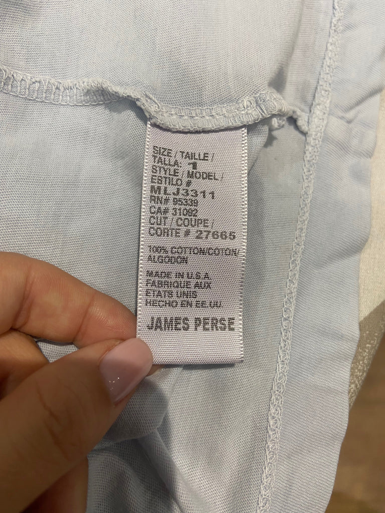 STANDARD JAMES PERSE Pale Blue 100% Cotton Short Sleeve T-Shirt Tee Top 1 / S