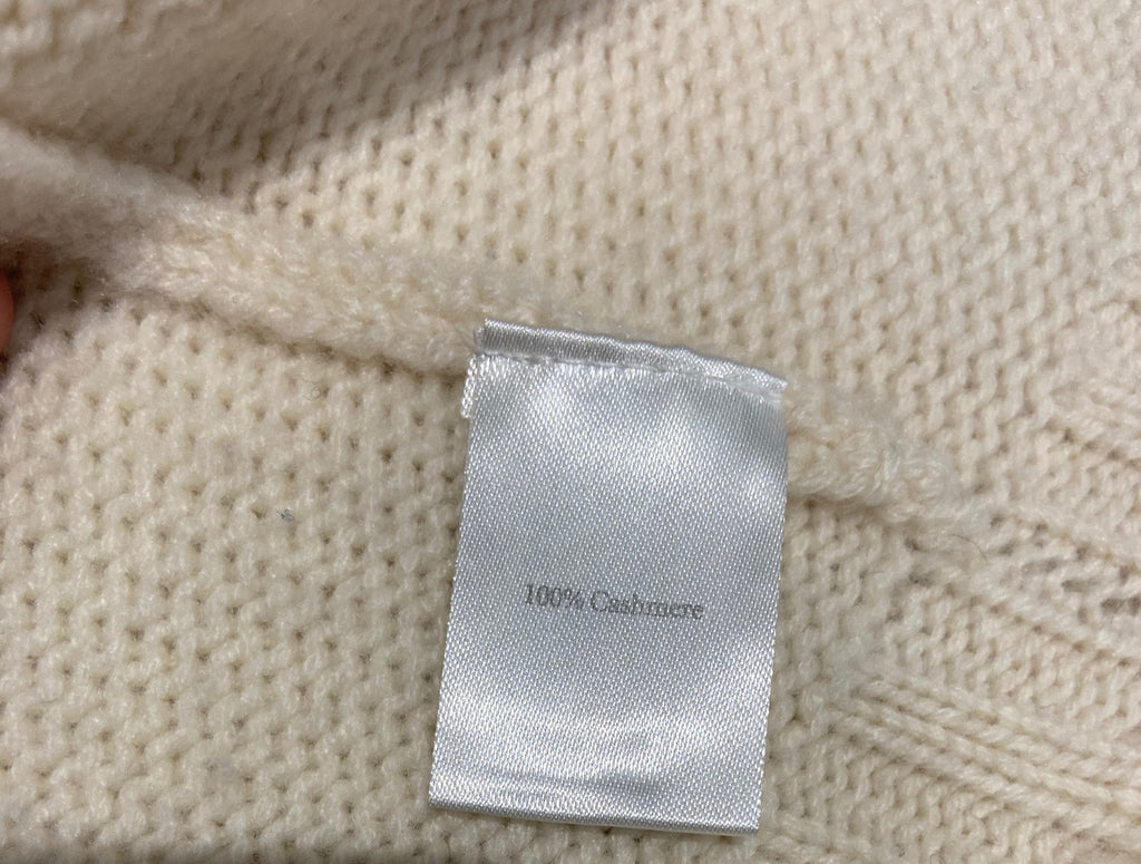 N.PEAL Cream Cashmere Chunky Knit Collared Plunge V Neck Long Sleeve Cardigan S