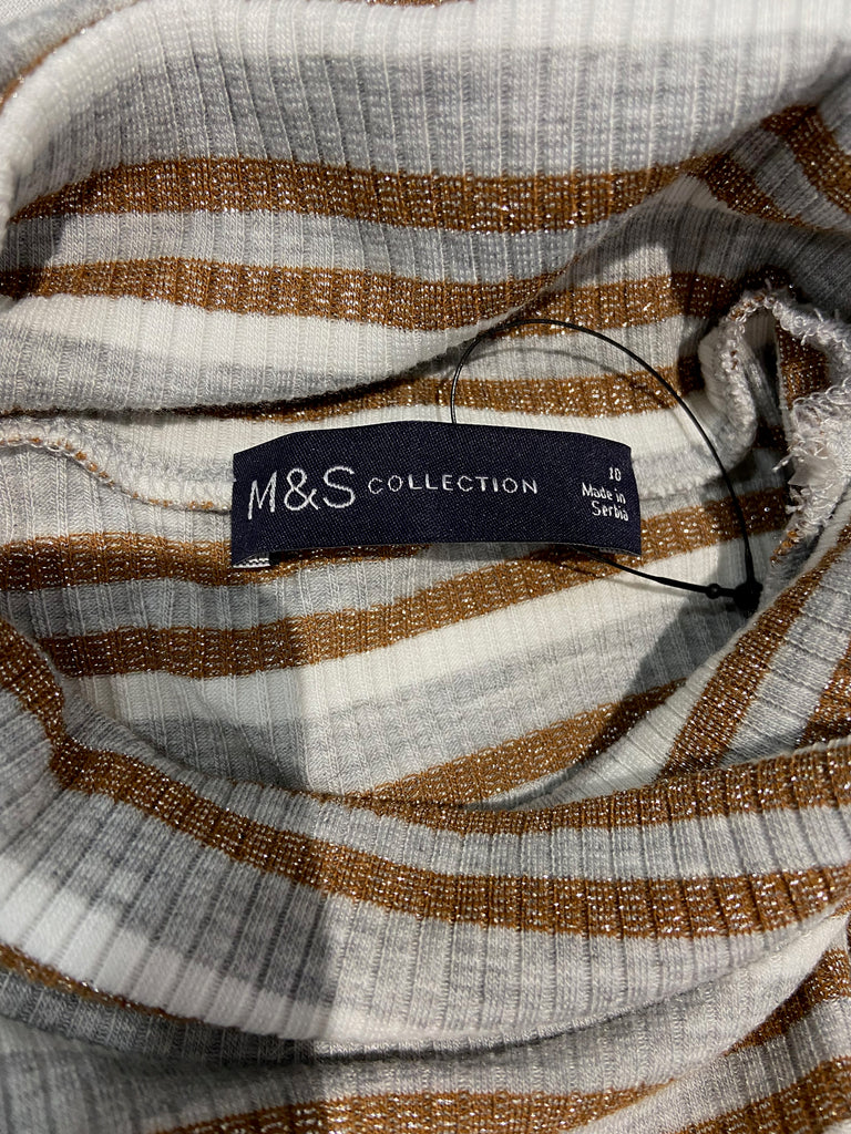 M&S COLLECTION Multi Colour Metallic Thread Ribbed Jumper Sweater Top UK10 NEW!
