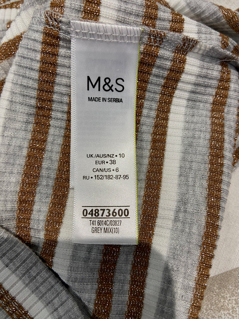 M&S COLLECTION Multi Colour Metallic Thread Ribbed Jumper Sweater Top UK10 NEW!