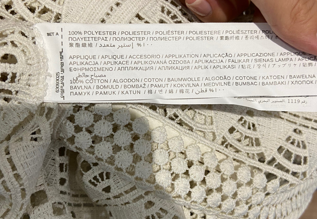 MNG SUIT Cream Crochet Knit High Neck 3/4 Sleeve Jumper Sweater Top L BNWT