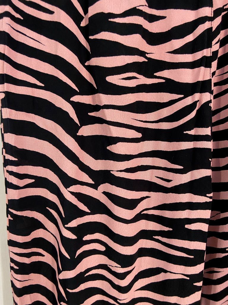 GANNI Pink & Black Zebra Print Wide Tapered Leg Trousers Pants EU38 UK10 BNWT